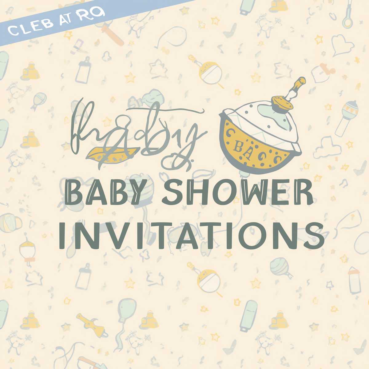 Cute baby shower invitation with pastel colors, baby feet illustration, and elegant font