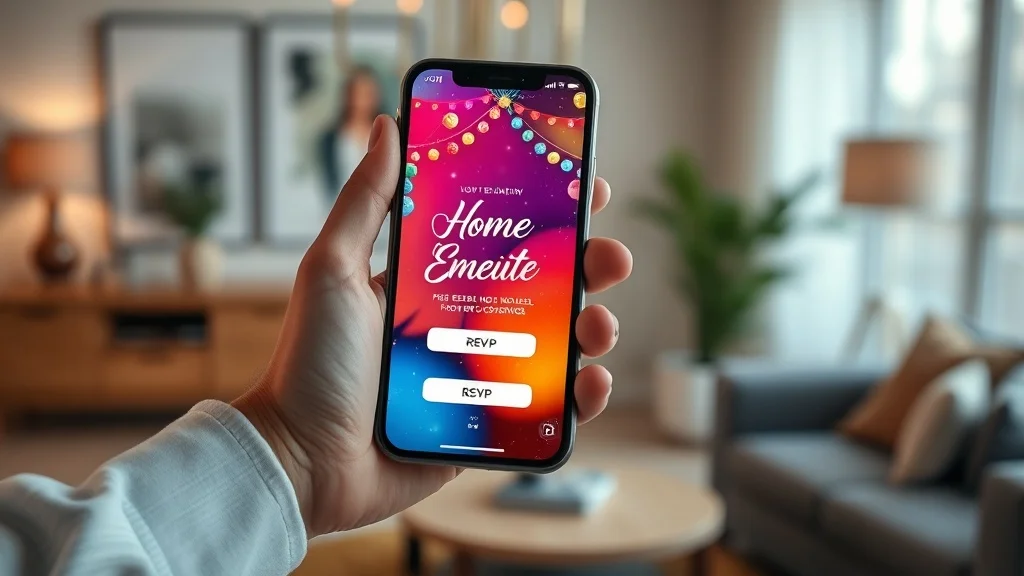 Person holding a smartphone with a beautifully designed standout invitation displayed on screen