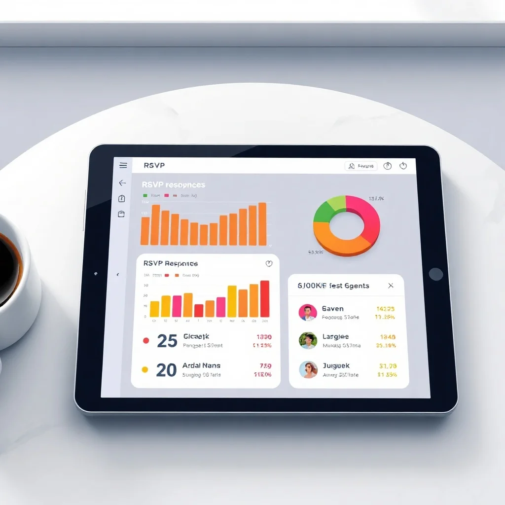 Dashboard showing RSVP analytics data with guest response rates and attendance tracking