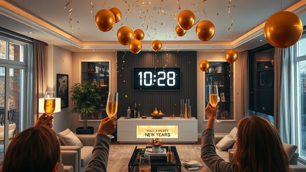Festive New Year's Eve party scene perfect for planning your New Year's Eve party invitation wording