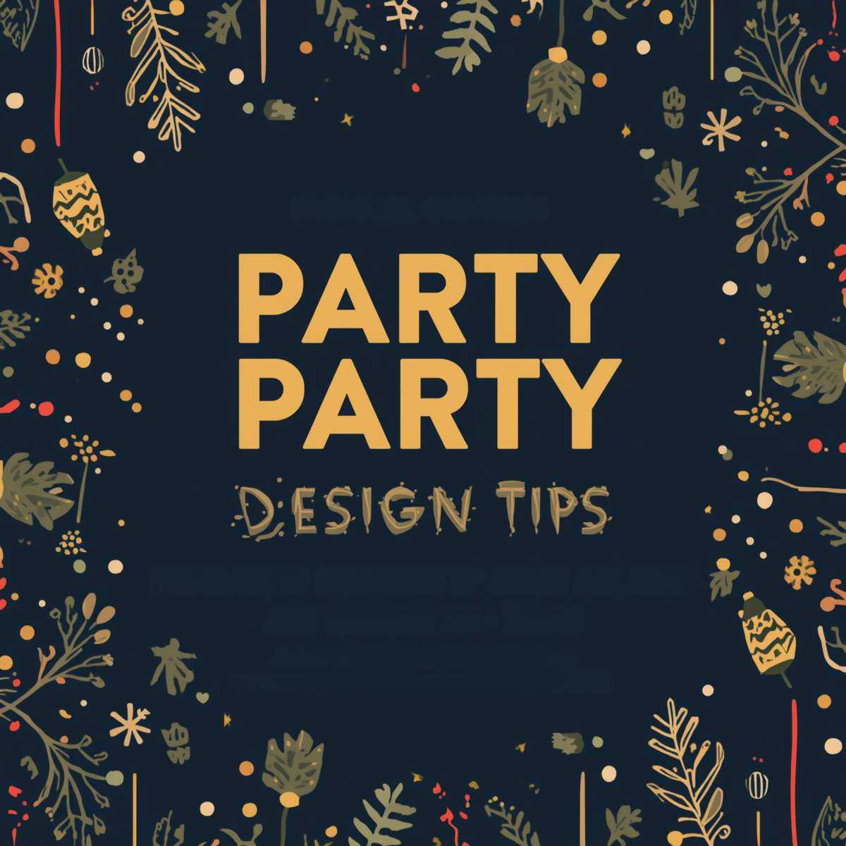 Colorful party invitation design on a screen with bold typography and vibrant color palette