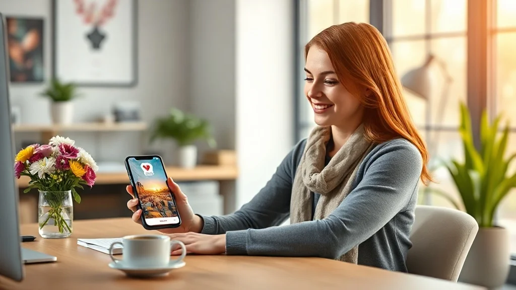Person smiling at smartphone with a digital event invitation that gets responses on screen