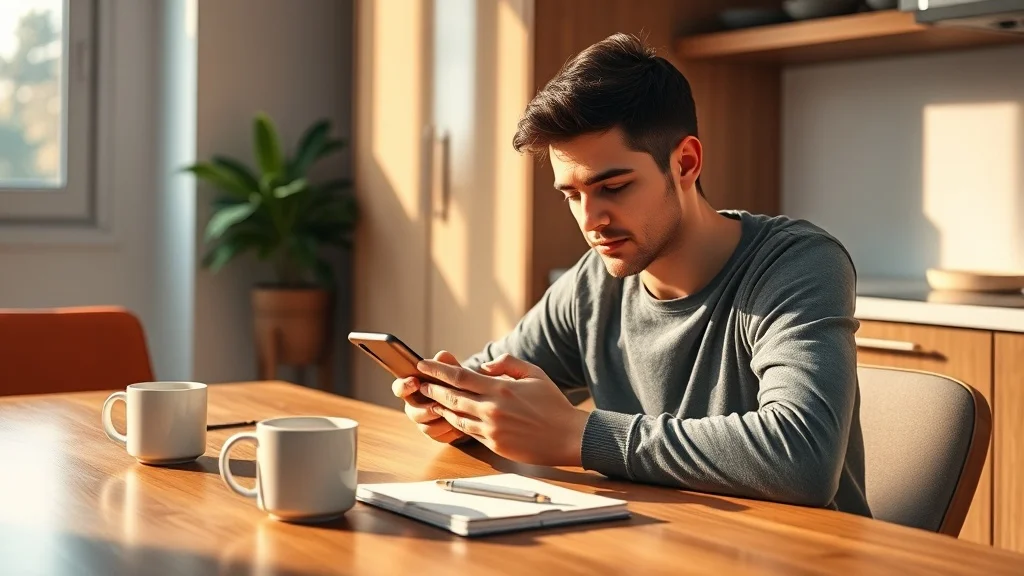 Person creating and sending last-minute invitations on a smartphone at a bright modern table