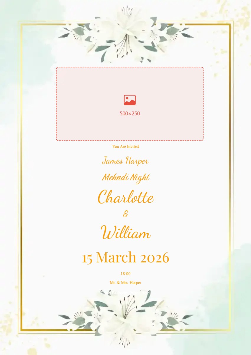 Mehndi Night Henna Invitation digital invitation template, free on Invitofy