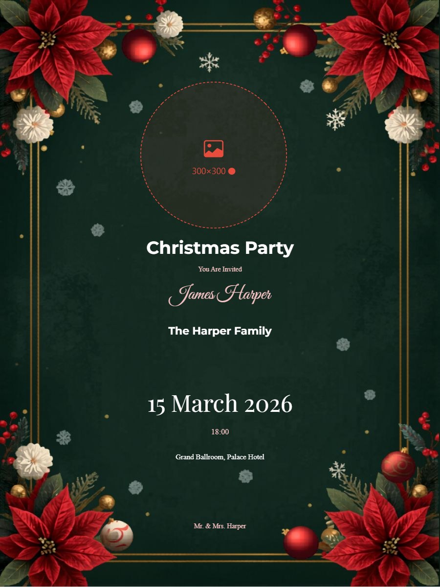Festive Christmas Holiday Party Invitation digital invitation template, free on Invitofy